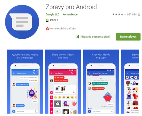 Zprávy pro Android pijdou s vylepením nazvaným jednodue Chat.