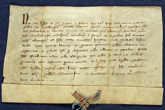 Jedna z olomouckých listin krále Jana Lucemburského