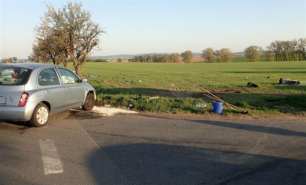 Místo nehody v Opav-Vávrovicích, pi které po stetu s automobilem zemel...