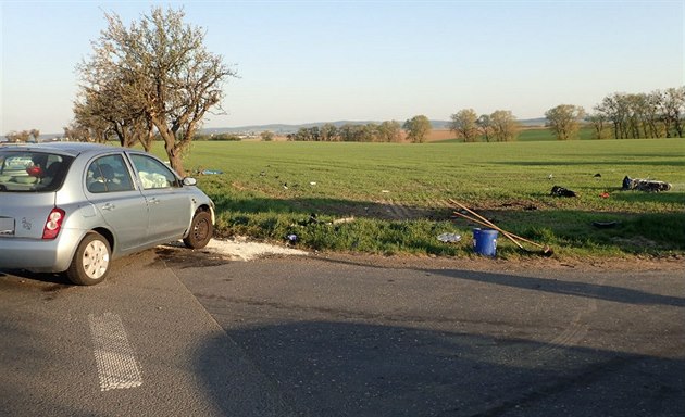 Místo nehody v Opav-Vávrovicích, pi které po stetu s automobilem zemel...