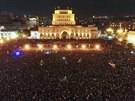 Demonstrace v Jerevanu proti premiérovi Seri Sargsjanovi (22. dubna 2018)