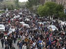 Demonstrace v Jerevanu proti premiérovi Seri Sargsjanovi (22. dubna 2018)