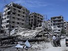 Rozbombardované domy ve mst Dúma, které syrská armáda dobyla na islamistech z...