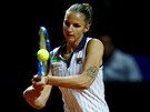 Karolína Plíková v semifinále turnaje ve Stuttgartu proti Anett Kontaveitové z...