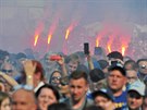 Hokejist� brn�nsk� Komety slavili se sv�mi fanou�ky na Zeln�m trhu obhajobu...