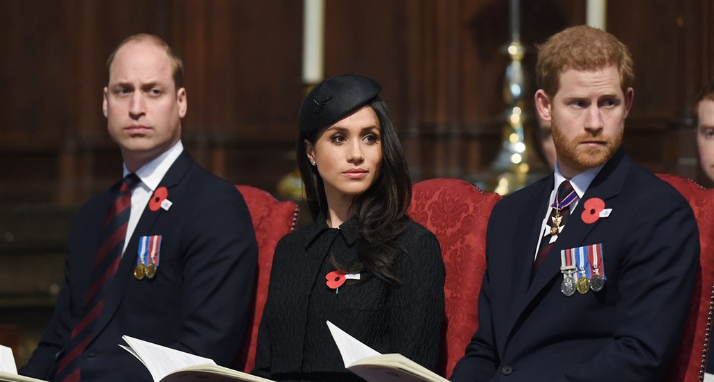 Princ William, Meghan Markle a princ Harry (Londýn, 25. dubna 2018)