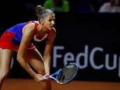 Česká tenistka Karolína Plíšková v semifinále Fed Cupu proti Německu.