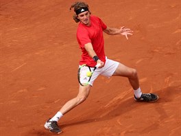 eck tenista Stefanos Tsitsipas v zpase s Rafaelem Nadalem.