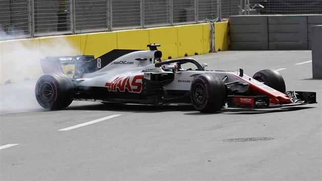 Romain Grosjean při tréninku na Velkou cenu Ázerbájdžánu.