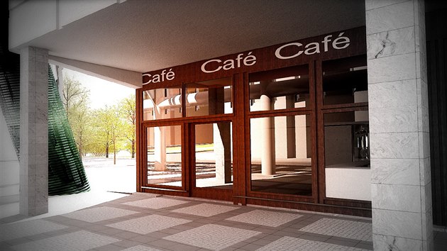 Plánovaná moderní kavárna.