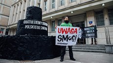 Uhelný dort. Hapening aktivist Greenpeace ped polským ministerstvem...