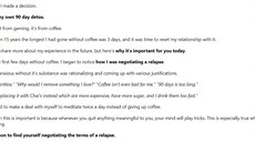 Email od Cama Adaira ve kterém oznamuje, e pestává pít kafe.  
