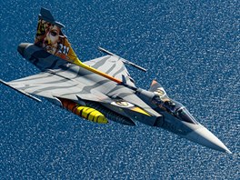 Pilot Ivo Kardo s Gripenem bhem Eurasia Airshow v Turecku