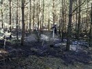 Poár zasáhl dva hektary lesa v Semín (6.6.2018).