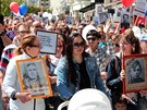 Aktivist ve Varech protestovali proti ruskmu pochodu. (8. 5. 2018)