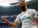 Karim Benzema z Realu Madrid slaví gól v semifinálové odvet Ligy mistr proti...