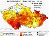 Intenzita sucha v Česku k 29. dubnu 2018