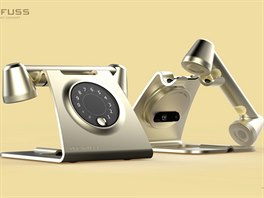 Futuristický koncept retro stolního telefonu Dreyfuss průmyslového designéra...