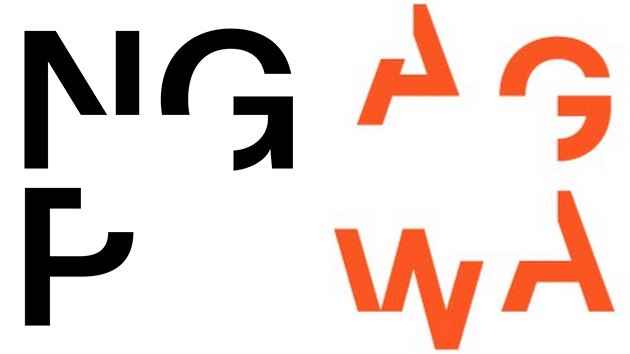 Nové logo Národní galerie Praha (vlevo) a logo Art Gallery of Western Australia
