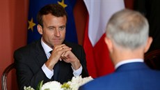 Francouzský prezident Emmanuel Macron bhem jednání s australským premiérem...