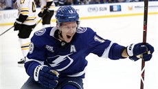 Rozesmátý Ond�ej Palát slaví svojí branku do sít� Bostonu.