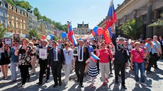 Aktivisté ve Varech protestovali proti ruskému pochodu. (8. 5. 2018)