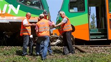 U obce Mříč se srazily dva osobní vlaky. (3. května 2018)