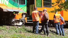 U obce Mříč se srazily dva osobní vlaky. (3. května 2018)
