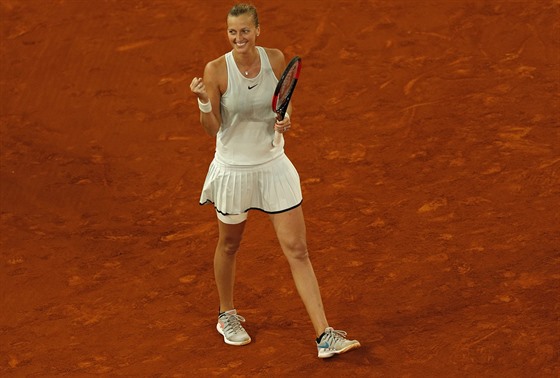 Česká tenistka Petra Kvitová se raduje z postupu do finále na turnaji v Madridu.