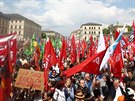 Mnichov. Demonstrace proti novému policejnímu zákonu bavorské vlády (10. kvtna...