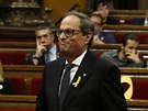 Quim Torra na zasedání katalánského parlamentu, kde byl zvolen katalánským...