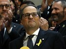 Quim Torra (uprosted) poté, co byl katalánským parlamentem zvolen premiérem...