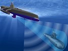 Ilustrace námoního dronu Sea Hunter v akci