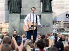 Mikolas Josef poděkoval českým fanouškům na Václavském náměstí (14.5.2018)