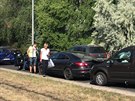 Nehoda pti aut omezila dopravu v Evropsk ulici v Praze (14.5.2018)