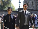 Victoria Beckhamová a David Beckham na svatbě prince Harryho a Meghan Markle...
