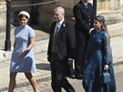 Princ Andrew a jeho dcery princezny Eugenie a Beatrice na svatb prince Harryho...