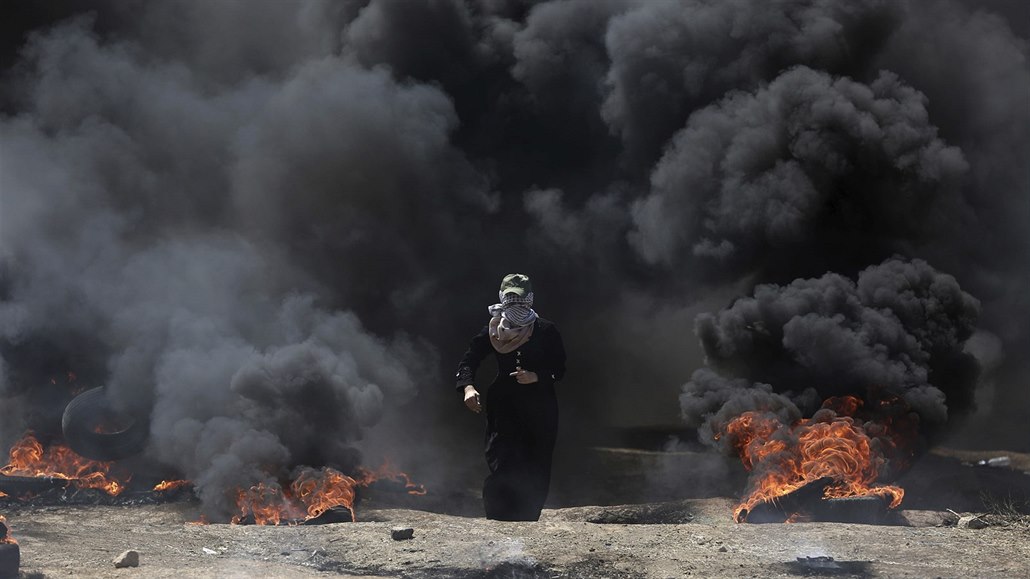 Palestinské protesty na hranicích Gazy (14. kv�tna 2018)