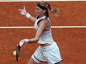 Petra Kvitová v zápase s Holanďankou Kiki Bertensovou.