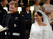Ženich princ Harry a nevěsta Meghan Markle (Windsor, 19. května 2018)