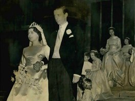 Anne Abel-Smithová a David Liddell-Grainger se vzali 14. prosince 1957. Nevsta...