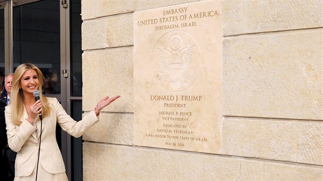 Dcera amerického prezidenta Ivanka Trumpová na slavnostním otevření americké ambasády v Jeruzalémě (14. května 2018)
