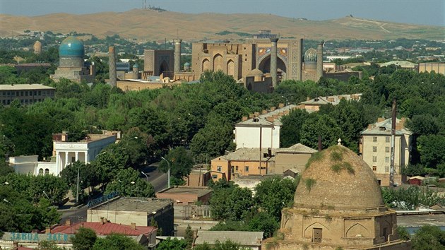 Pohled z hotelu Samarkand na stejnojmenn msto