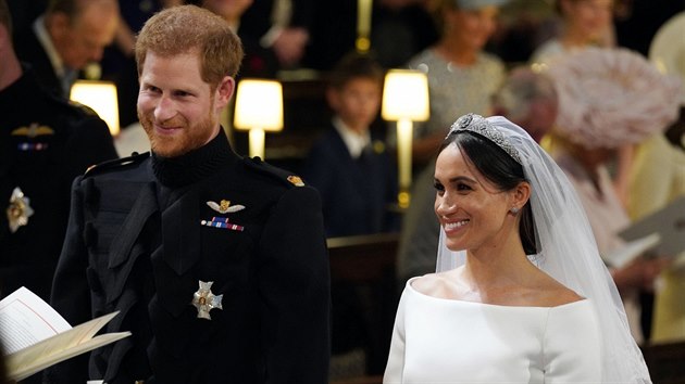 enich princ Harry a nevsta Meghan Markle (Windsor, 19. kvtna 2018)