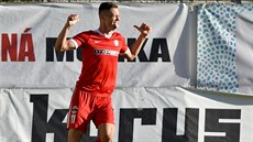 Brnnský Ladislav Krejí slaví gól do sít Teplic.