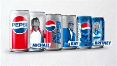 Loga Pepsi na plechovkách vnované tem muzikantm.  (1. záí 2018)