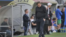 Plzeský kou Pavel Vrba bhem utkání se Slováckem