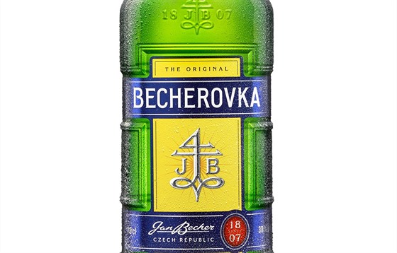 Novou lahev Becherovky zdobí symbol rodu Becherů.