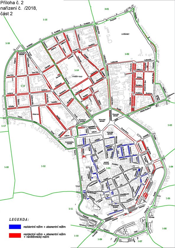 Mapa reim rezidentního parkování.