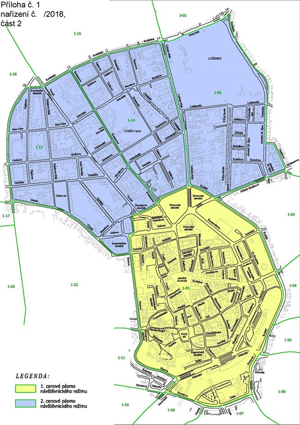 Mapa návtvnického reimu rezidentního parkování.